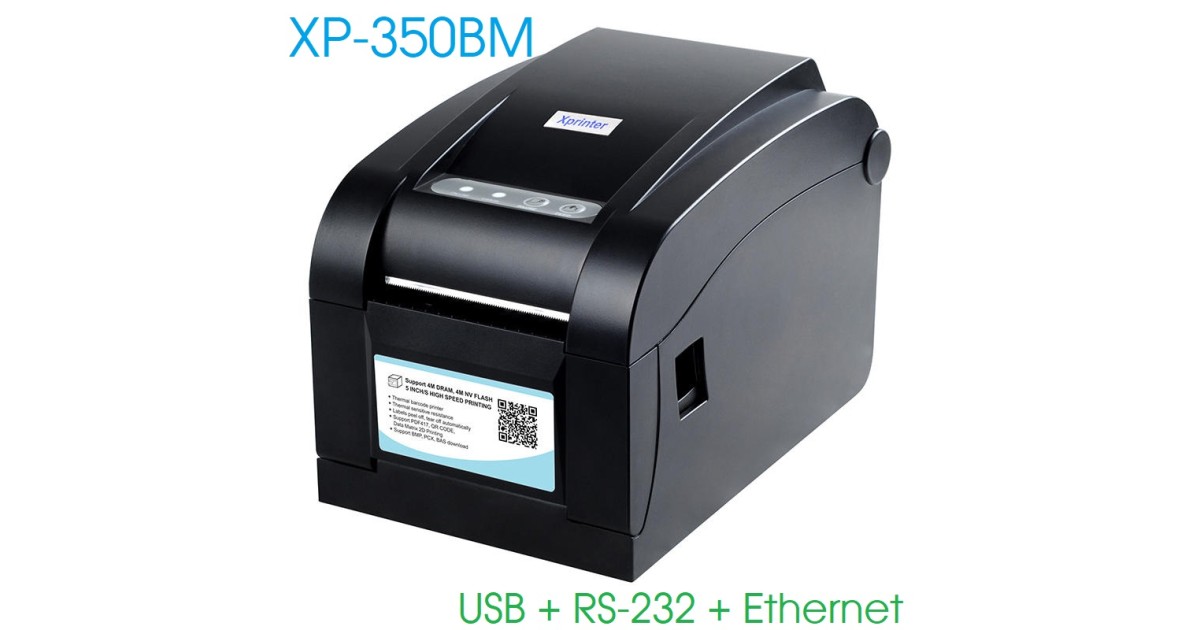 Máy in tem nhãn mã vạch Xprinter XP-350BM (USB + RS-232 + Ethernet)