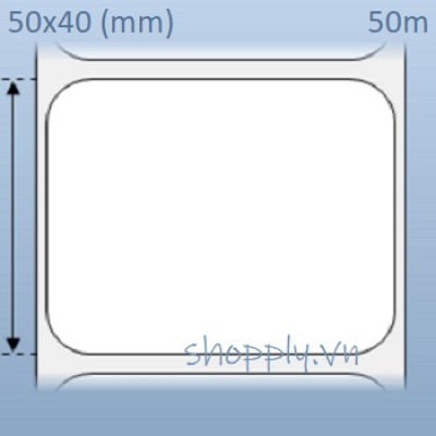 Cuộn giấy decal nhiệt 1 tem 50x40mm, 30m (697 tem/cuộn)