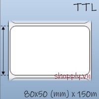 Tem nhãn giấy in chuyển nhiệt 1 tem 80x50mm, 150m