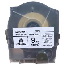 Băng giấy in nhãn cán màng polyester Letatwin LM-TP509Y (9mm x 8m, đen/vàng)