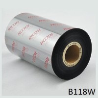 Cuộn ruy băng mực in mã vạch wax premium Ricoh B118W 110mm x 300m