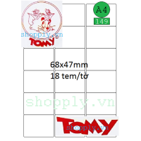 Giấy in mã vạch Tomy A4 149, 18 tem 68x47mm