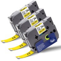 Băng giấy in nhãn TZF-S651 (24mm x 8m, đen/vàng, keo siêu dính)