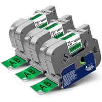 Băng giấy in nhãn TZF-761 (36mm x 8m, đen/xanh lục)