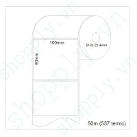 Giấy decal chuyển nhiệt 1 tem 100x90mm, khổ 104mm, dài 50m