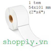 Giấy decal cảm nhiệt 1 tem 54x101mm, khổ 57mm, dài 30m