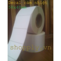 Cuộn giấy decal in nhiệt trực tiếp 1 tem 58x40mm, dài 35m, lõi 45mm (1.5")