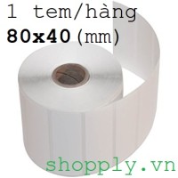 Giấy decal in tem nhãn mã vạch 1 tem 80x40mm, 50m