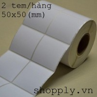 Giấy decal 02 tem vuông 50x50mm, dài 50m