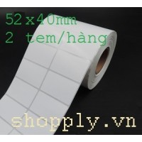Giấy decal in mã vạch 02 tem 52x40mm, khổ 108mm, dài 50m