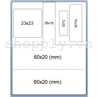 Decal nhựa PVC 60x40mm, 50m (tem kính mắt)