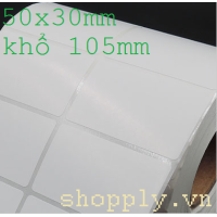 Giấy decal in tem nhãn 02 tem, 50x30mm, 50m