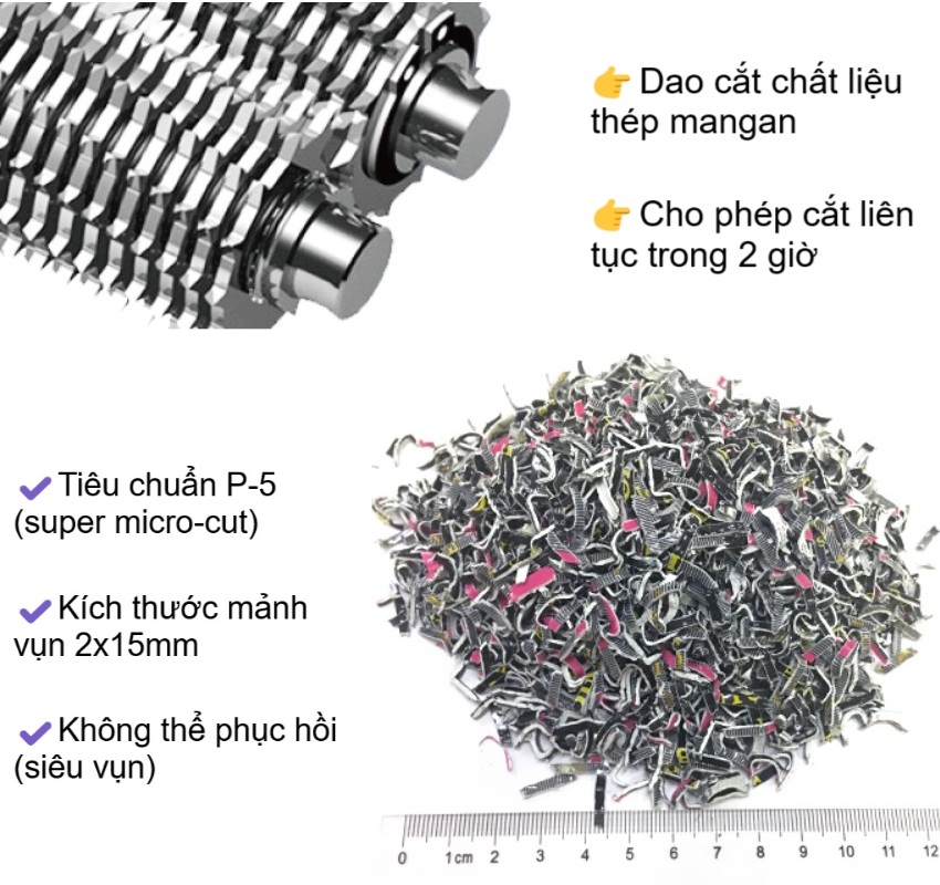 Silicon PS-5800C đạt tiêu chuẩn bảo mật P-5 siêu vụn (super micro-cut)